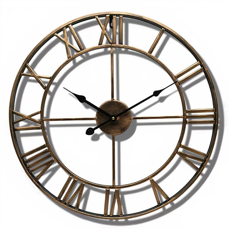 Horloge metal industriel or