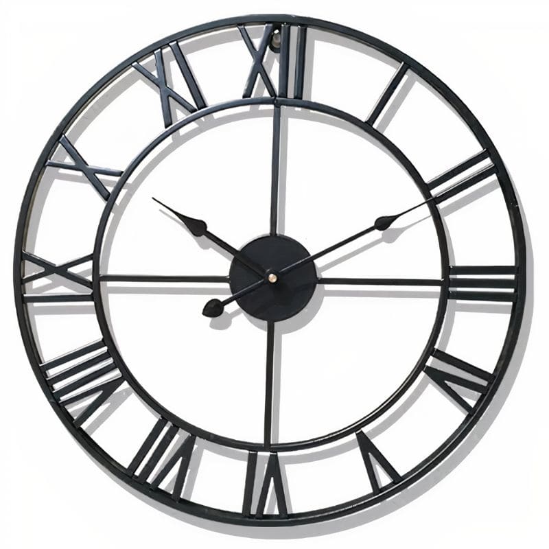 Horloge metal industriel noire
