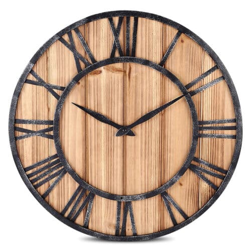 Horloge style industriel bois