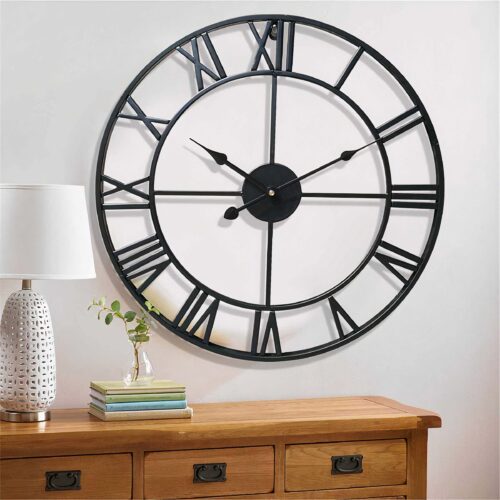 Horloge industrielle noire