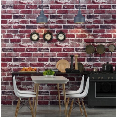 Papier peint industriel brique rouge