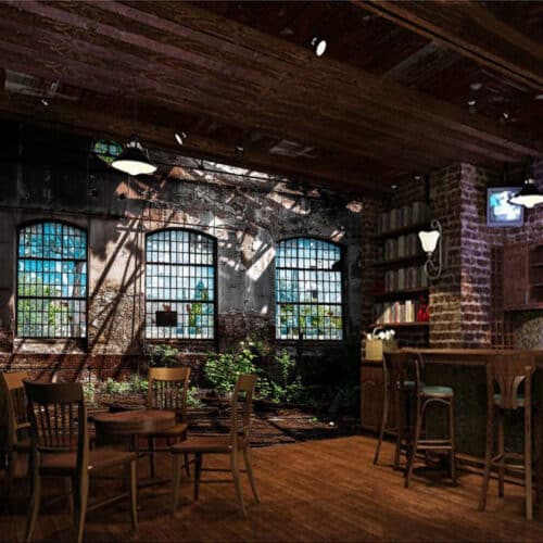 Papier peint trompe l'oeil style industriel