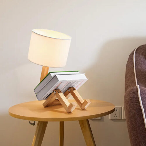 Lampe a poser industrielle bois