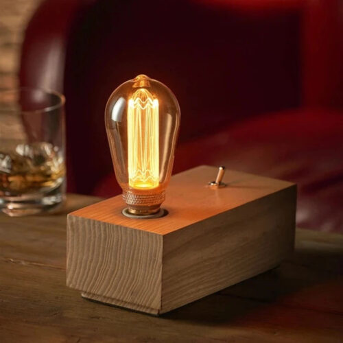 Lampe à filament élégante en bois