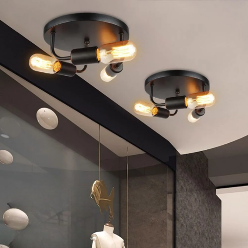 Plafonnier industriel métal noir